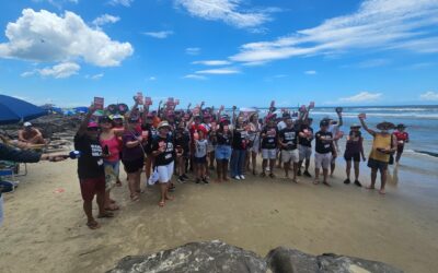 Edegar Pretto, Articulador Nacional do HeForShe participa de ação na praia pelo fim da violência contra as mulheres
